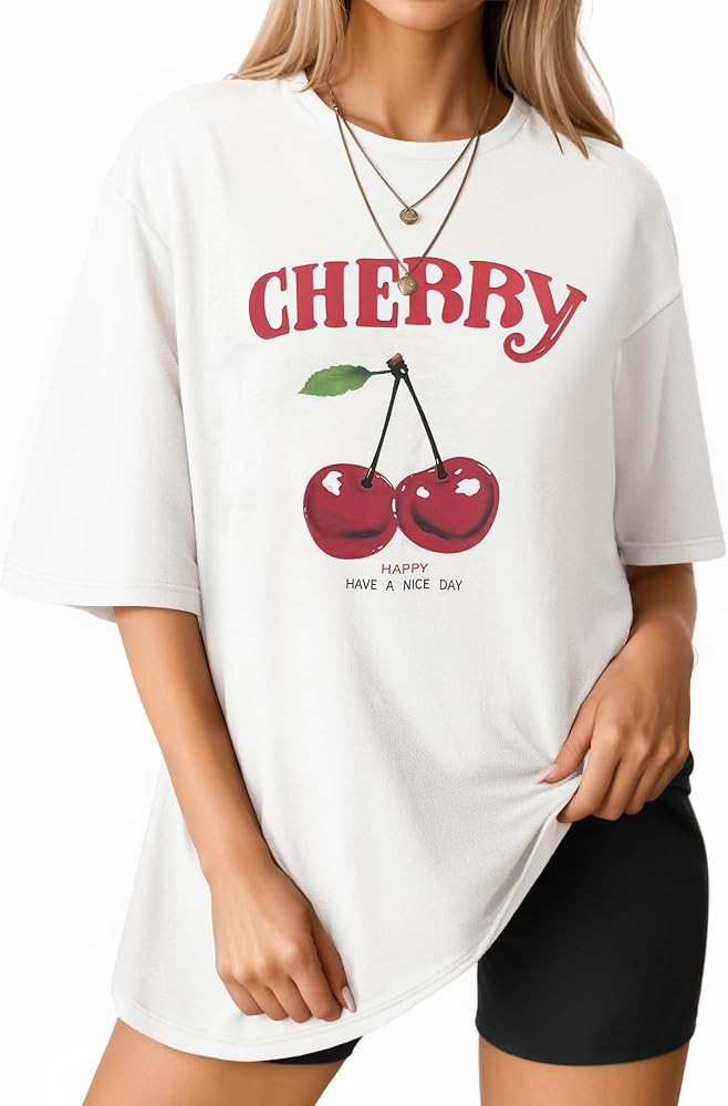 MANGOPOP Women's Oversized T Shirts Short Sleeve Crewneck Loose Fit Tops Summer Basic Tee | Amazon (US)