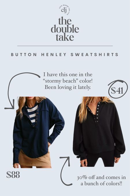 The Double Take: Button Henley Sweatshirts

#LTKstyletip #LTKsalealert #LTKFind