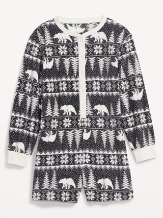 Fleece Henley Pajama Romper -- 3.5-inch inseam | Old Navy (US)