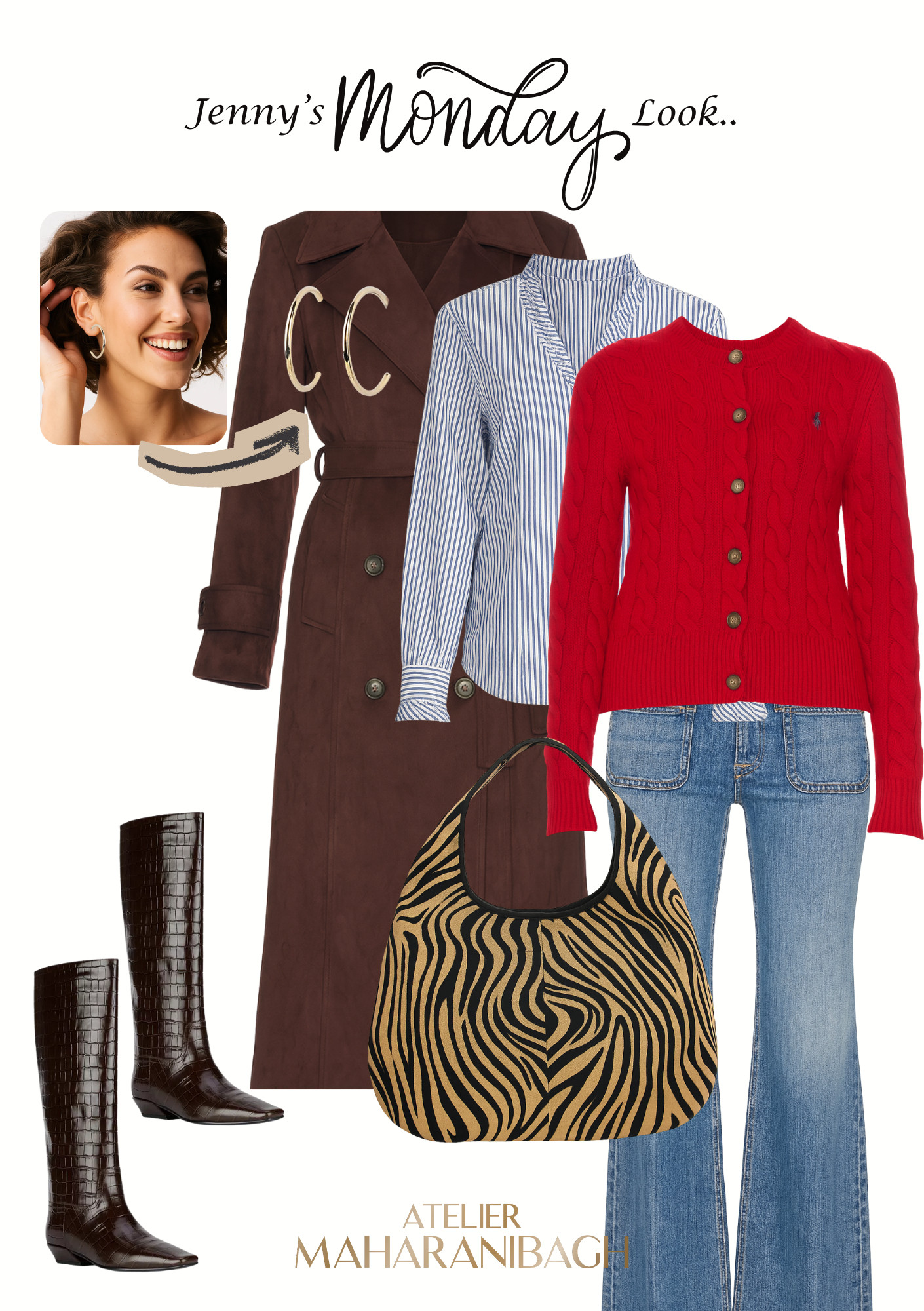 Jenny’s Monday Look 🌿

Classic stripes, bold red, and a statement zebra bag — Monday starts best in effortless chic.

#JennyStyles #MondayOutfit #AtelierMaharanibagh 

 