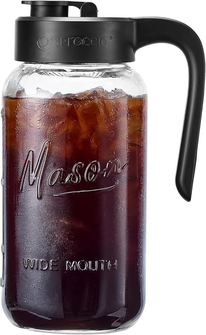 Mason Jar Pitcher - Airtight & Leakproof Glass Pitcher with Lid, Perfect for Breastmilk, Cold Bre... | Amazon (US)