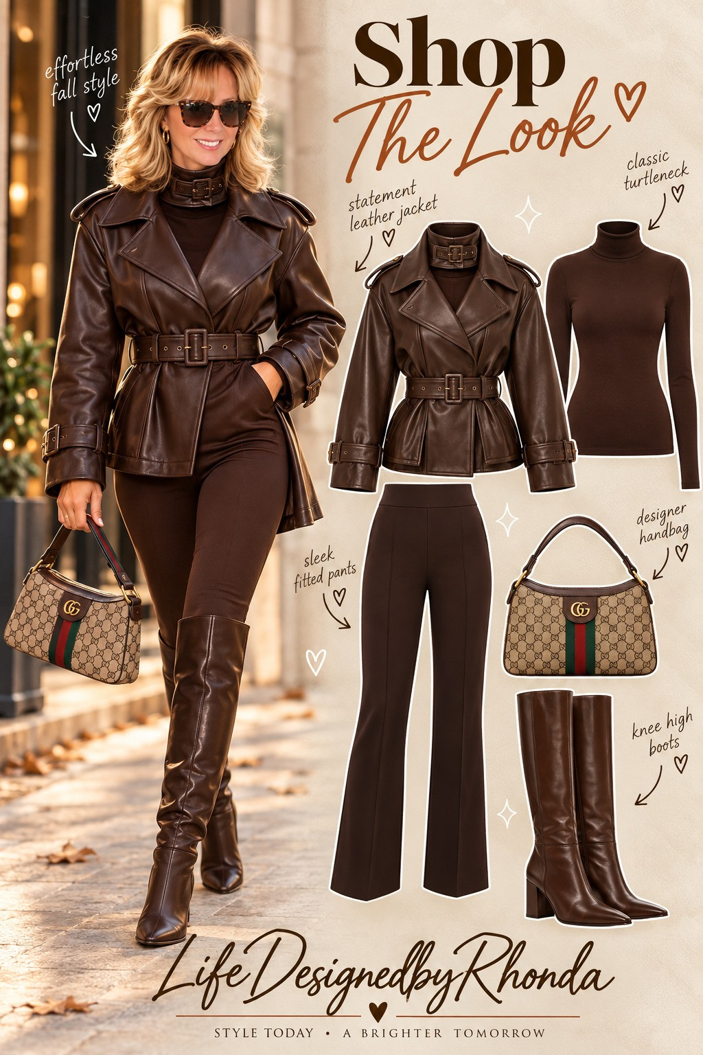 Effortless fall style — statement belted leather jacket moment in rich chocolate, sleek fitted pants & knee-high boots. 

 #LTKootd #LTKSaleAlert #LTKPlusSize
