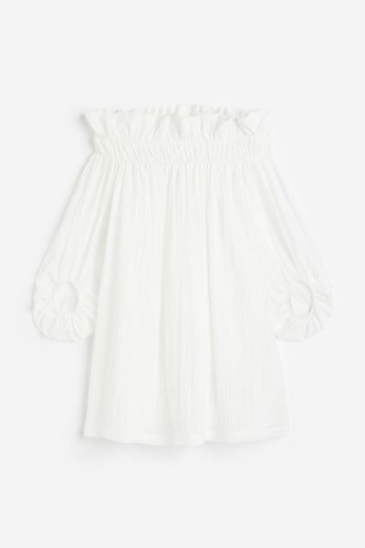 Schulterfreies Kleid in Oversize-Passform - Weiß - Ladies | H&M AT | H&M (DE, AT, CH, DK, NL, NO, FI)