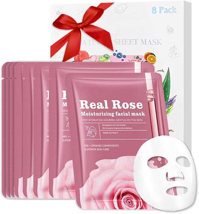 CAKAILA 8 Pack Rose Face Mask,Pink Face Masks Skincare Spa Day Kit Supplies,Spa Party Favors for ... | Amazon (US)