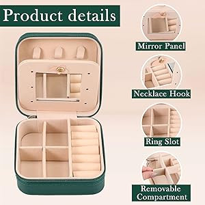 Hillban Bridesmaid Gifts Jewelry Box with Mirror, PU Leather Small Travel Jewelry Case Organizer ... | Amazon (US)