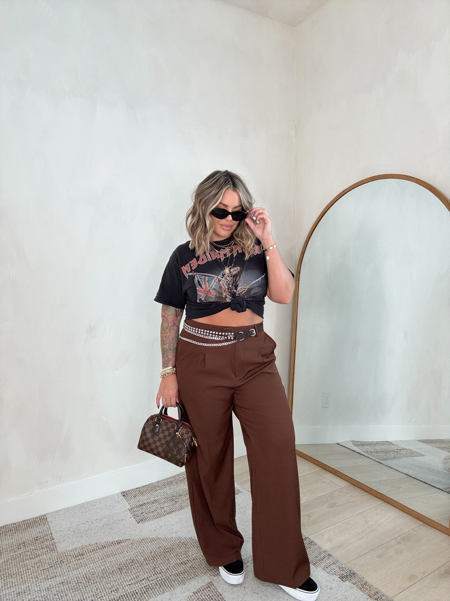 Pants are an amazon find & they are a great length !! I’m 5’5 u did a XL. Waist is a little big but length and legs fit great. 

My top is old but linked a very similar one. 

Use code shayna10 on Miranda Frye to save $ and get free shipping 

#edgy #amazon #zara #graphictee 

#LTKFindsUnder50 #LTKSaleAlert #LTKMidsize