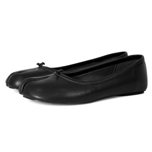 VBDB Black Tabi Ballet Flats Shoes for Women Rounde Toe Wide Width Split Toe Low Heel Comfortable Flats Shoes Size 7.5 | Amazon (US)
