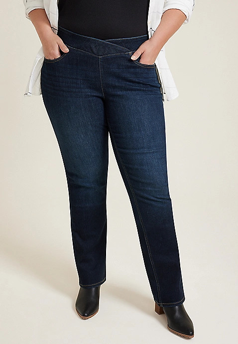 Plus Size m jeans by maurices™ Cool Comfort Crossover Pull On High Rise Barely Boot Jean | Maurices