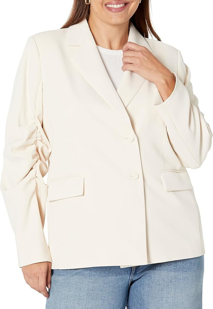 The Drop Women's Crème Brulee Woven Ruched Sleeve Blazer by @kass_stylz | Amazon (US)