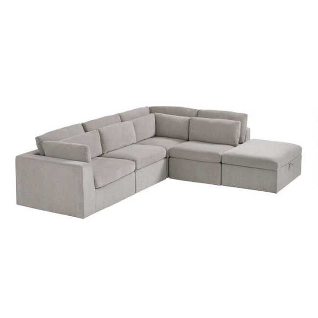 Gray Emmett 5 Piece Square Modular Sectional Sofa | World Market