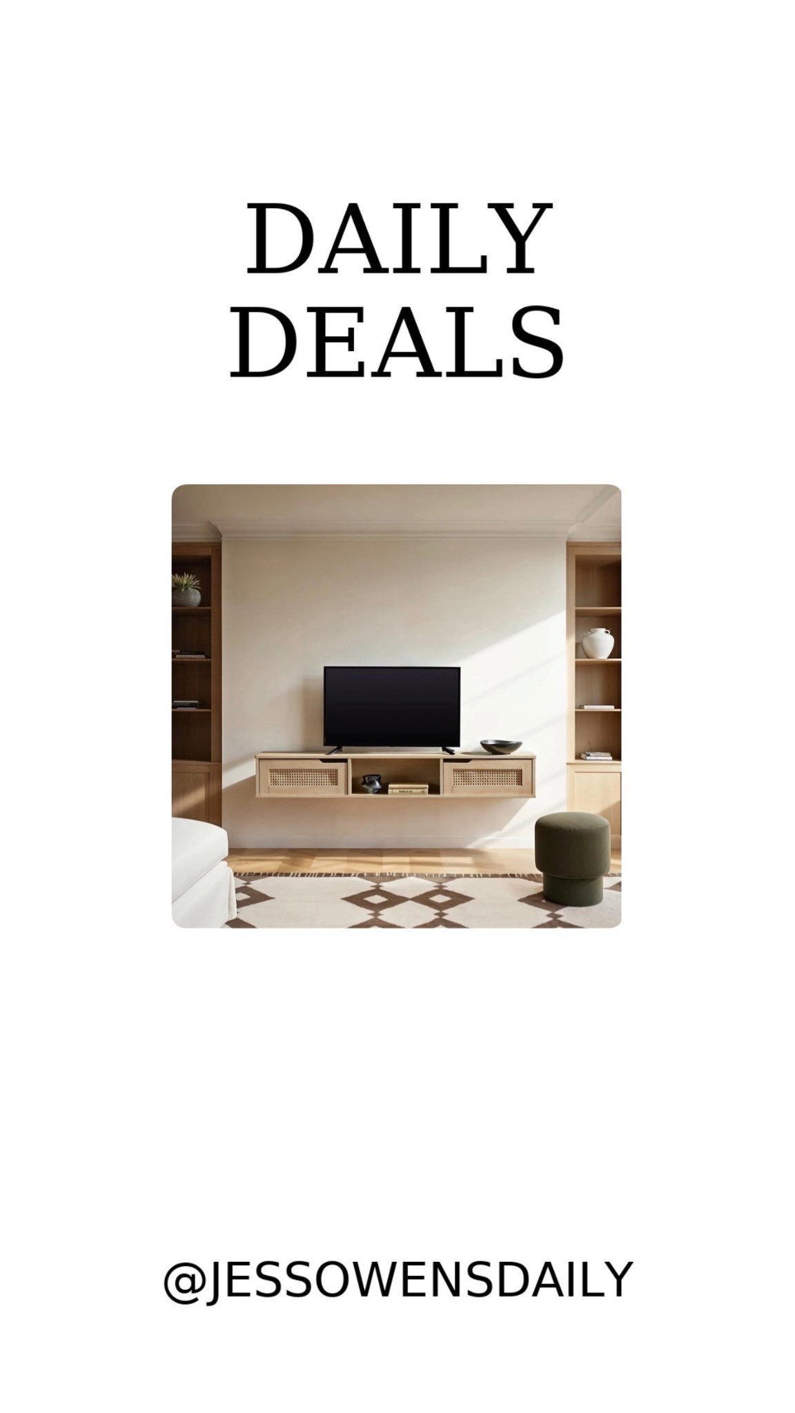 Modern Floating Rattan-Door TV Stand for TVs up to 65” 🤍 Love this Coastal Oak color 

#LTKmomlife #LTKHome