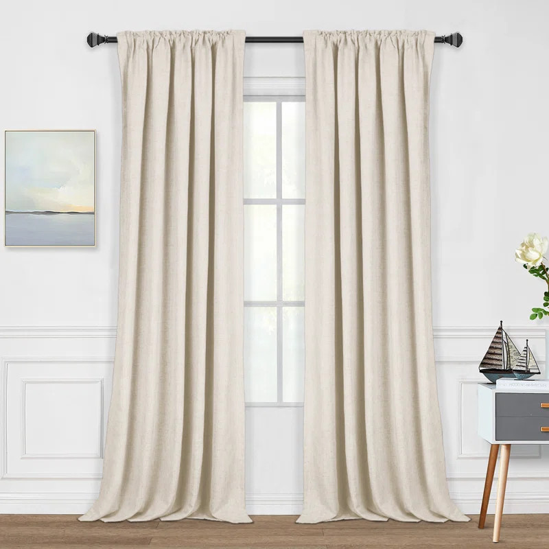 Latitude Run® Max Blackout Curtains Rod Pocket Linen Textured 100% Blackout Drapes for Bedroom L... | Wayfair North America