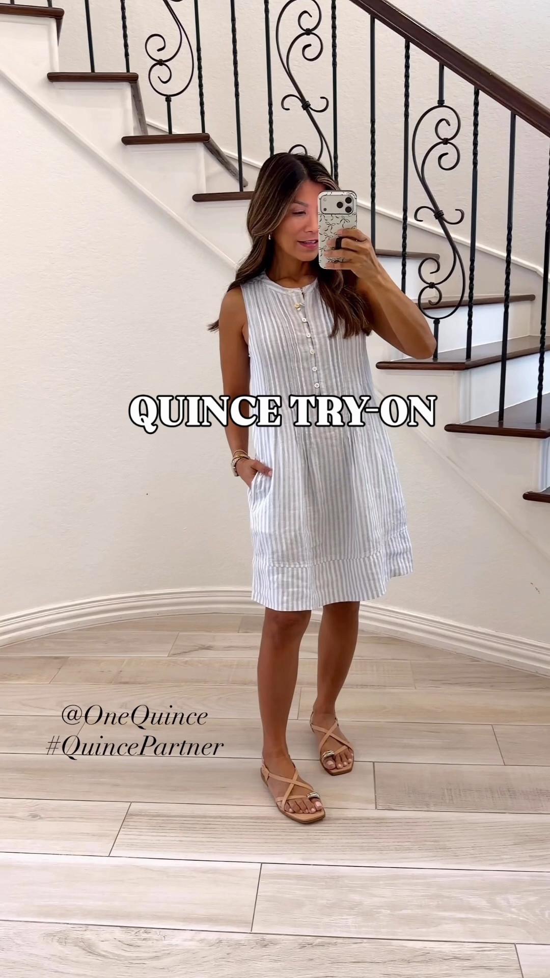 I’m 5’2” 118#ish for reference 
Linen dresses in XS tts(first color in Sky Blue Mariner Stripe, 2nd dress in Classic Mini Gingham)
Cardigan in XS color is Oatmeal
Jeans in size 26, length is 28”-if in b/w sizes size up.

I’m also linking my other favorite linen dresses from Quince. 
@onequince 

@OneQuince
#QuincePartner 

#LTKOver40 #LTKPetite