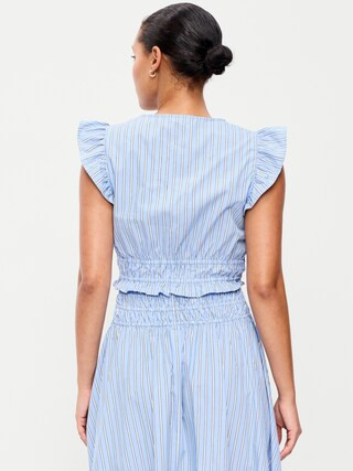 Flutter-Sleeve Poplin Top | Old Navy (US)