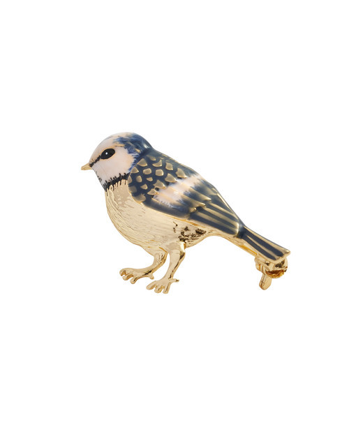 Fable England Enamel Blue Tit Brooch in Multi & Gold at Nordstrom | Nordstrom