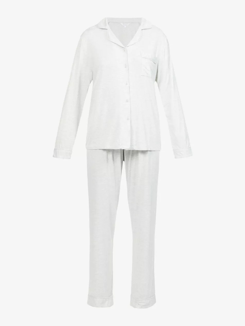 All-over pattern piped stretch-jersey pyjama set | Selfridges