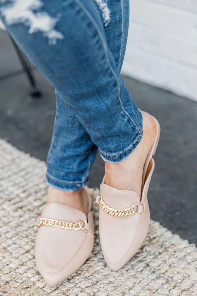 Millie Beige Leather Mules | Pink Lily