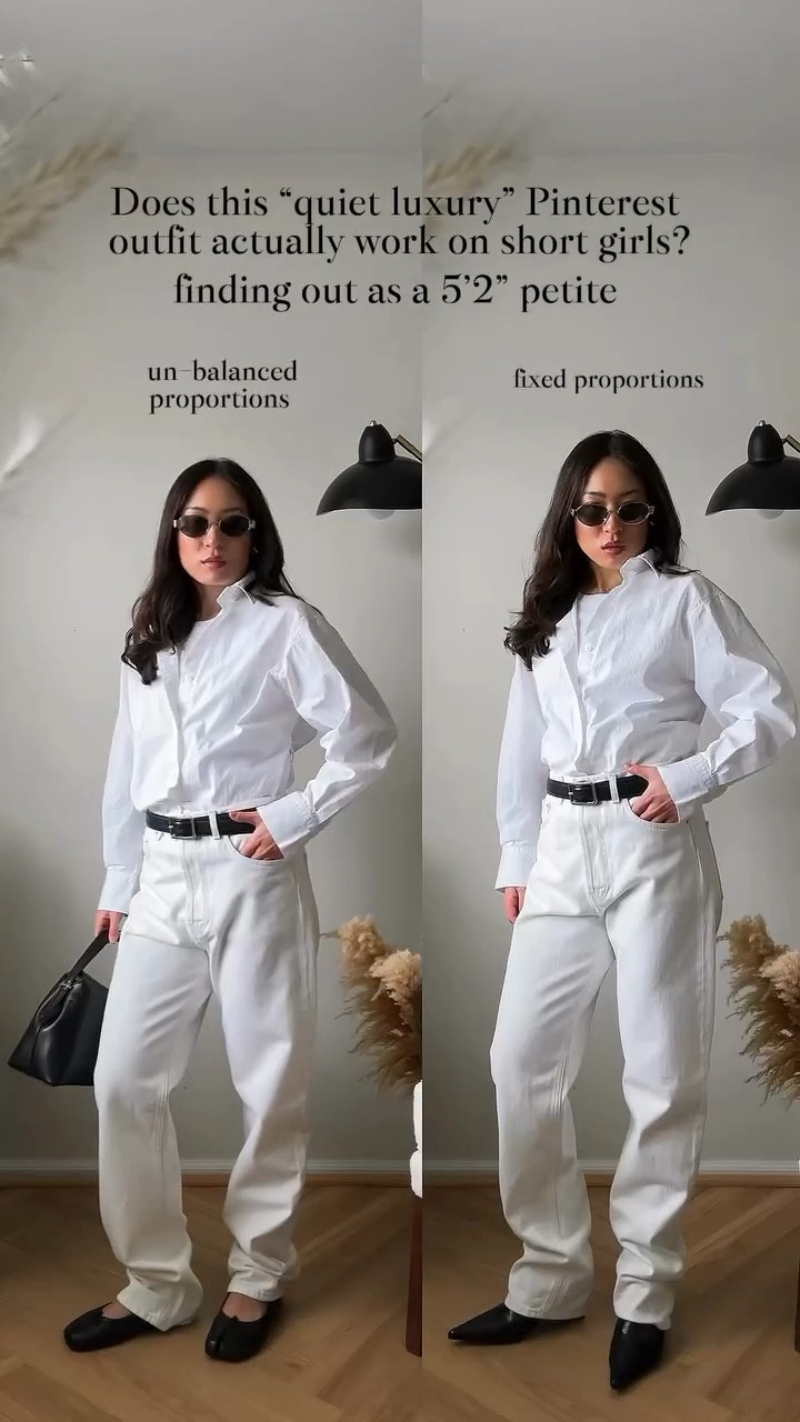 Re-uploading 🙈🙈 I didn’t realize my video yesterday was cut so FAST! Sorry about the hard-to-digest version yesterday guys, I hope this one is much better and is actually helpful for you y’all! 🤍🫶🏼

Verdict: it’s not about the clothing item, it’s about the PROPORTION. Long lines then a sharp cut off with flats? Thats too abrupt for my fellow short girlies. How about long lines and continued flow with a short pair of pointed heels? Now there’s your line, re-established 💪🏼 

This fit (with the right shoe) is 100% short girl approved. 🫶🏼🫶🏼🤎

🔗 Outfit specifics always linked in bio → LTK @amandacapsulewardrobe
⸻

#recreatingpinterestoutfits #petitestyle #pintereststyle #oldmoneyoutfits #capsulewardrobechallenge
