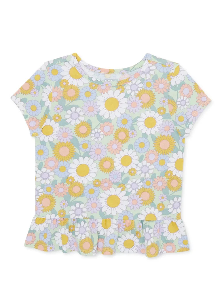 Garanimals Toddler Girls Short Sleeve Peplum Tee, Sizes 12 Months-5T | Walmart (US)