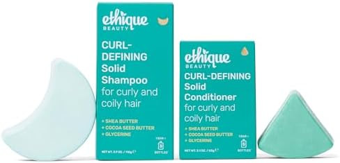Ethique Beauty Curl-Defining Shampoo & Conditioner Bar Set for Thick, Curly Hair with Shea Butter | Amazon (US)