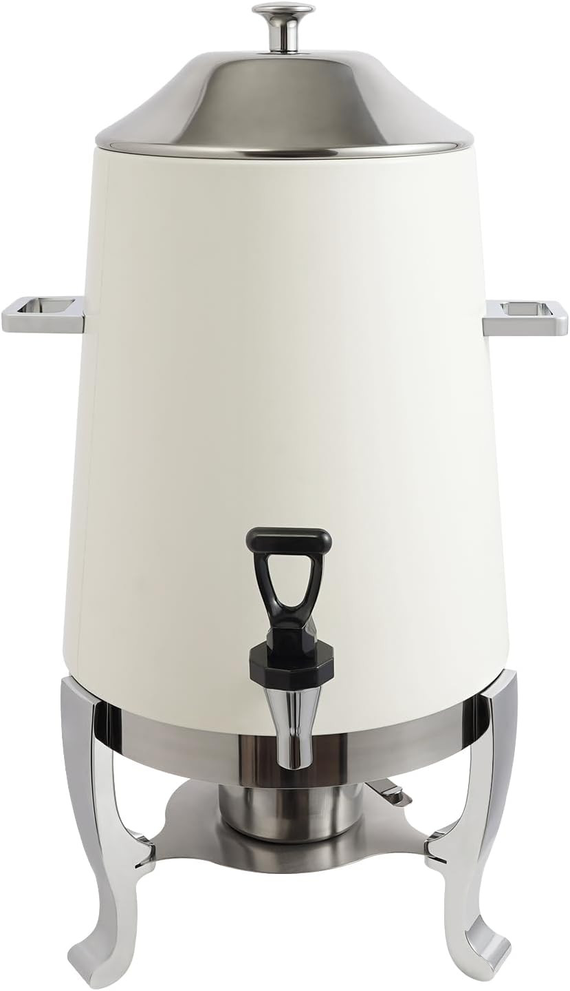 3.43Gallon Stainless Steel Hot Beverage Dispenser,Coffee Chafer Urn with Spigot&Fuel Holder,Cold&Hot Drinks Dispenser for Milk Coffee Tea Juice - Parties Catering Buffet Event (White) | Amazon (US)