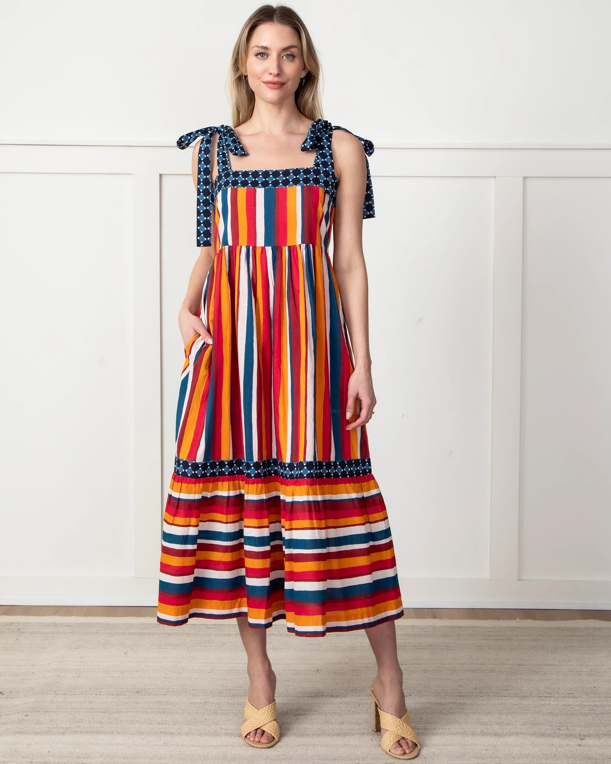 In Season Stripes - Way Around Dress - Garnet Glow | Printfresh