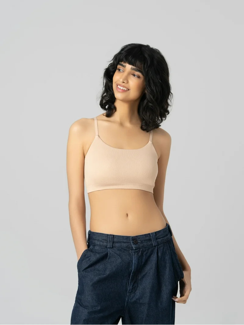 No Boundaries Women's Seamless Ribbed Cami Bralette, Sizes XS-XXXL | Walmart (US)