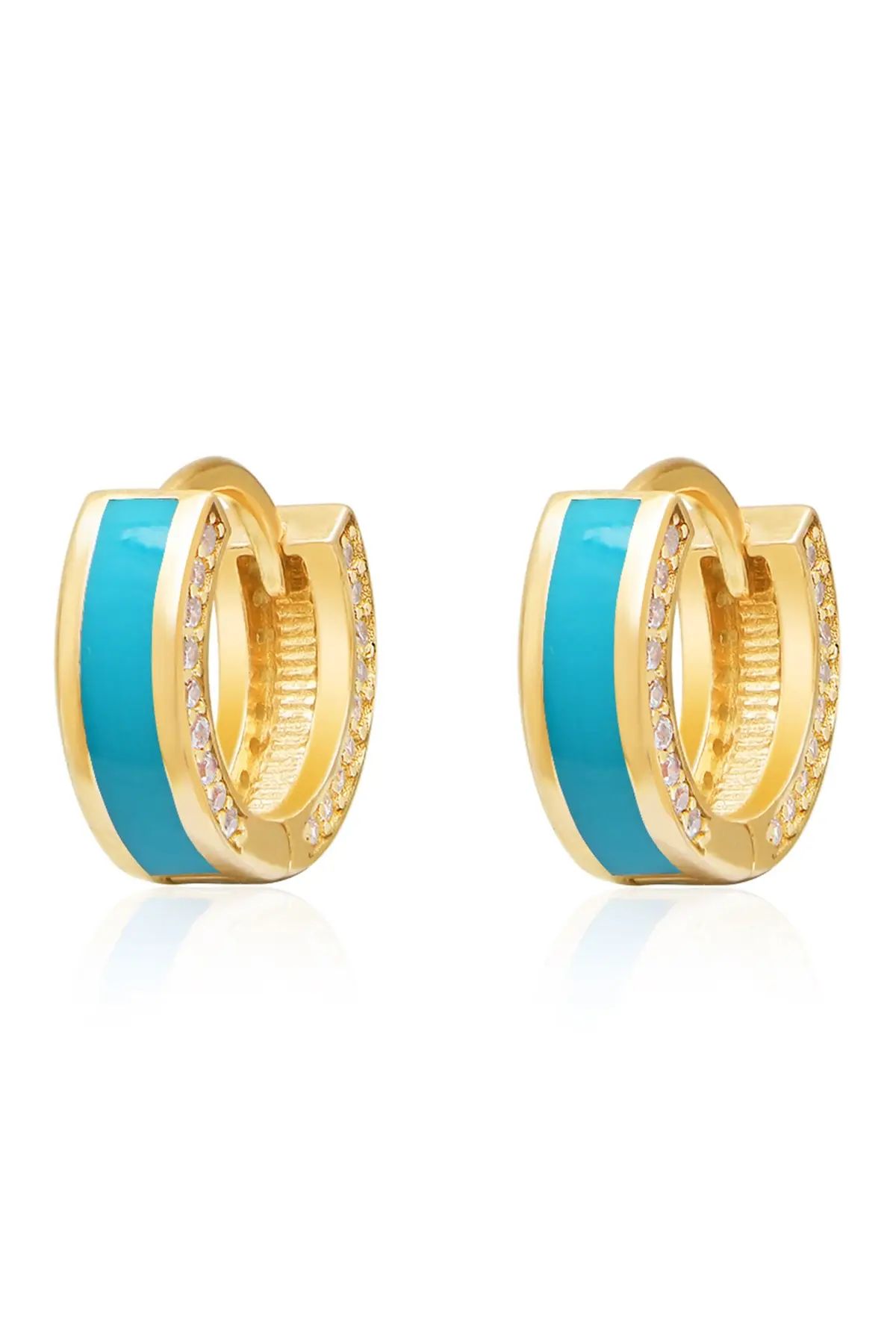 Gab+Cos Designs 14K Gold Plated Candy Blue Hoop Earrings at Nordstrom Rack | Nordstrom Rack