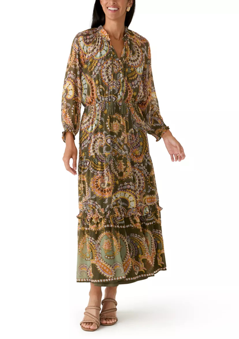 Women's 3/4 Sleeve Smocked Waist Tiered Maxi Dress | Belk