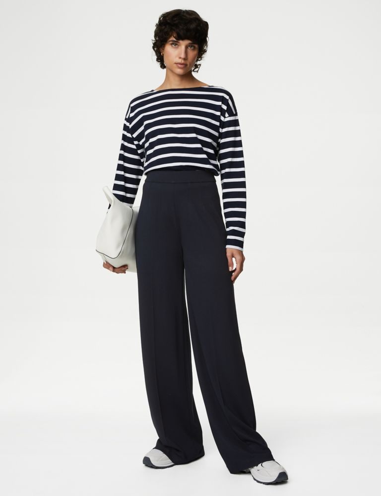 Jersey Wide Leg Trousers with Stretch | Marks & Spencer (UK)