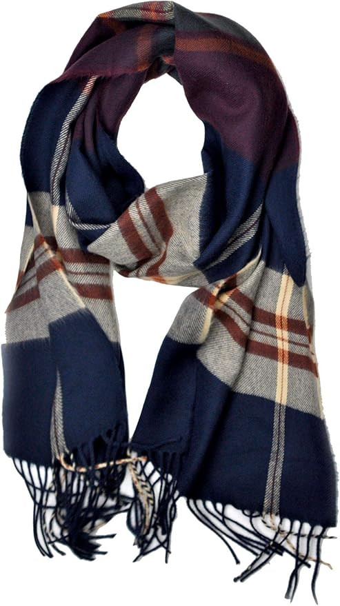 D&Y Unisex Classic Softer Than Cashmere Plaid Fringe End Scarf | Amazon (US)