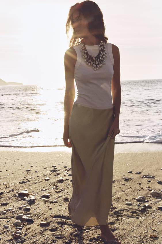 SATIN MIDI SKIRT | Zara UK