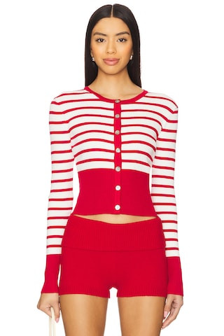 Kerra Cardigan in Red & Ivory | Revolve Clothing (Global)