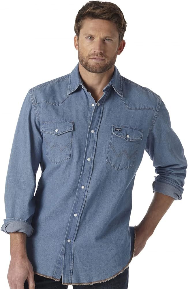 Wrangler Mens Western Work Shirt Washed Finish | Amazon (US)