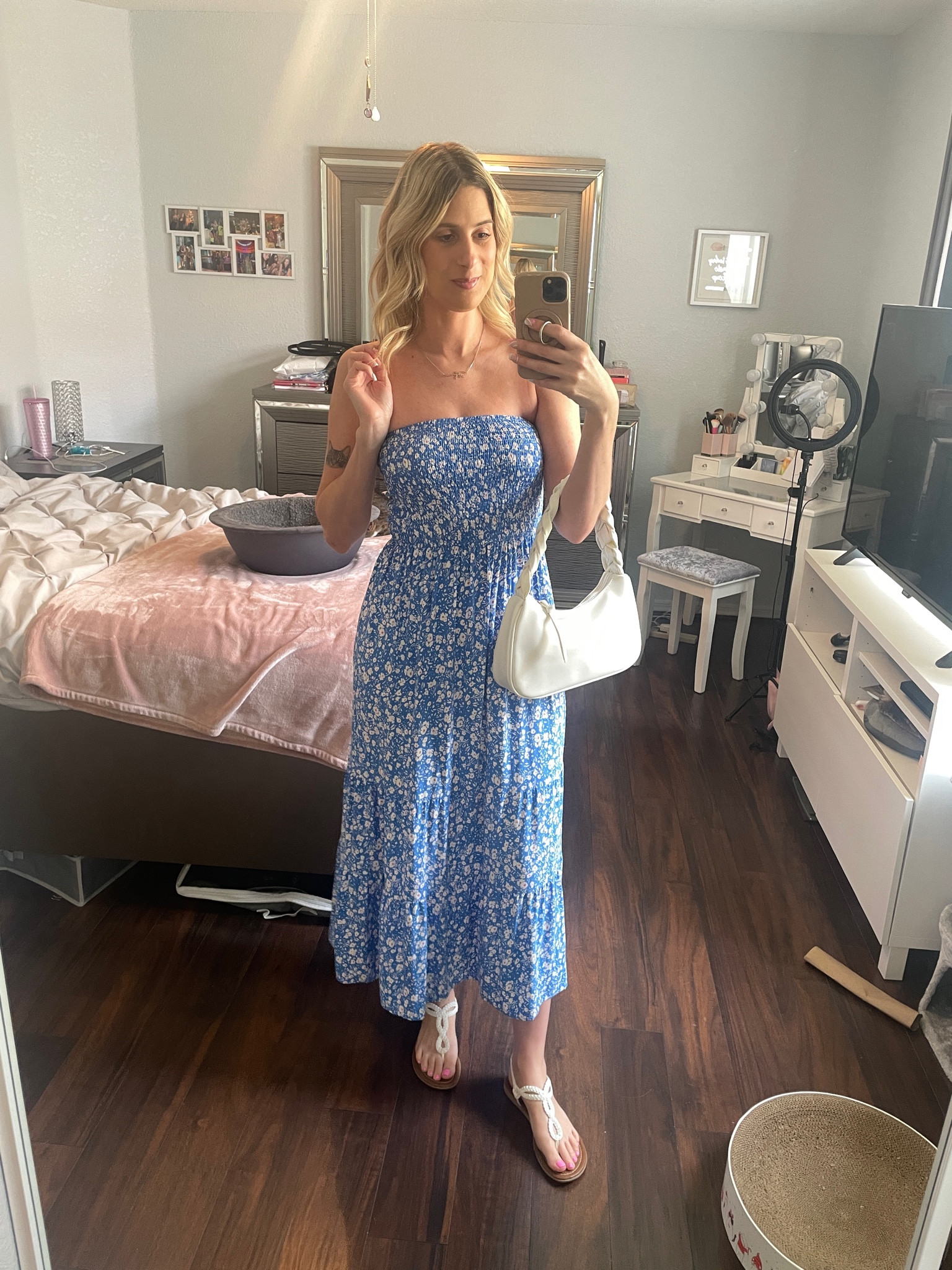 summer outfit 💙
Wearing a small in the dress and my regular 8.5 in sandals 

maxi dress, blue dress, summer dress, floral dress, gender reveal outfit, baby shower guest outfit, amazon summer outfit, summer sandals, women’s sandals, amazon sandals, white purse


#LTKFindsUnder100 #LTKItBag #LTKShoeCrush