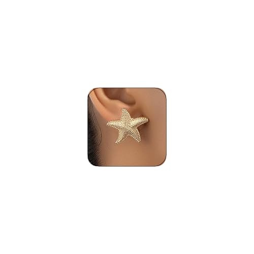 Starfish Earring for Women Gold Starfish Stud Earring Boho Ocean Seashell Shell Earrings Summer Beach Jewelry (Little Fat Starfish) | Amazon (US)