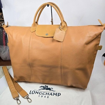 Longchamp Le Pliage Cuir Leather Boston Bag 2-Way Shoulder Used | eBay US