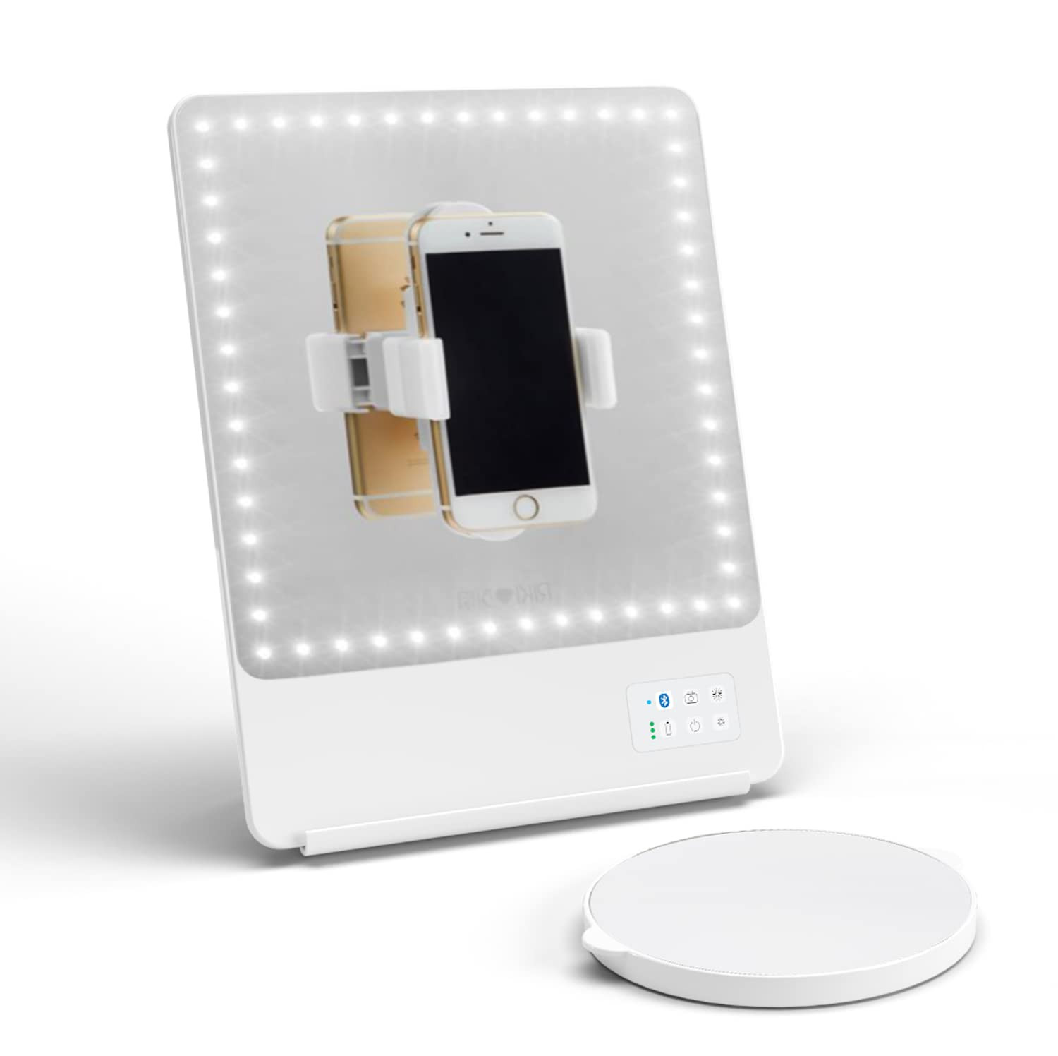 GLAMCOR Riki Skinny Smart Vanity Mirror with HD LEDs, Magnifying Mirror Attachment, Phone Holder ... | Amazon (US)