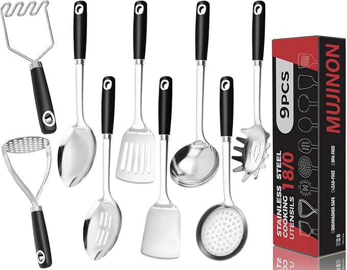 18/0 Stainless Steel Cooking Utensils Set, Heavy Duty Kitchen Utensils for Daily Use Party Weddin... | Amazon (US)