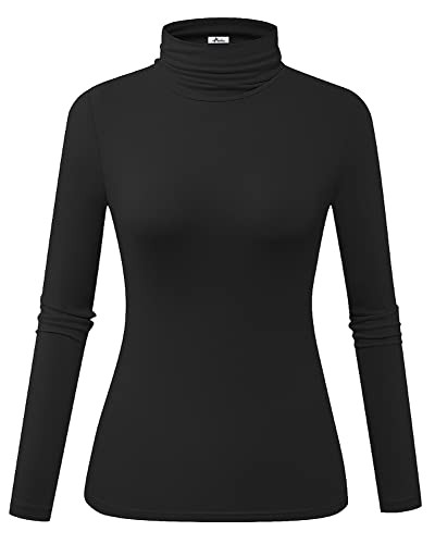 Herou Womens Long Sleeve Turtleneck Slim Fitted Lightweight Casual Active Layer Tops Shirts | Amazon (US)