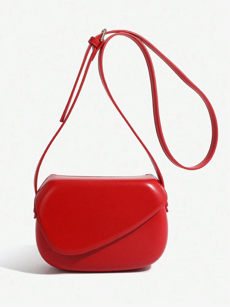 1pc Solid Color PU Square Saddle Bag Suitable For Women's Daily Wear Valentines | SHEIN