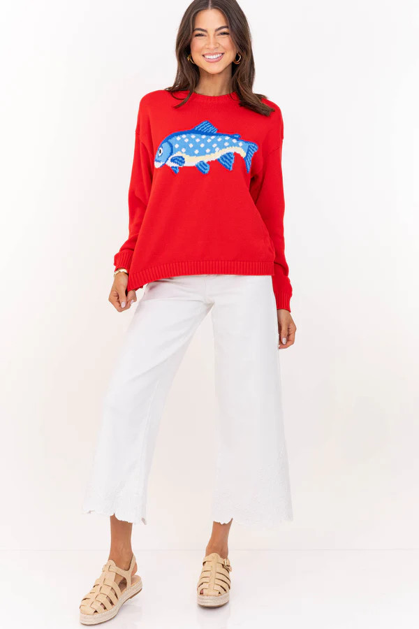 The One You’ll Reach For Red Fish Sweater | The Mint Julep Boutique