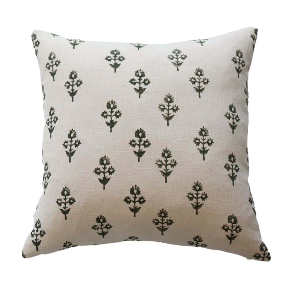 Aspen Floral Block Print Pillow Cover | Danielle Oakey Interiors INC