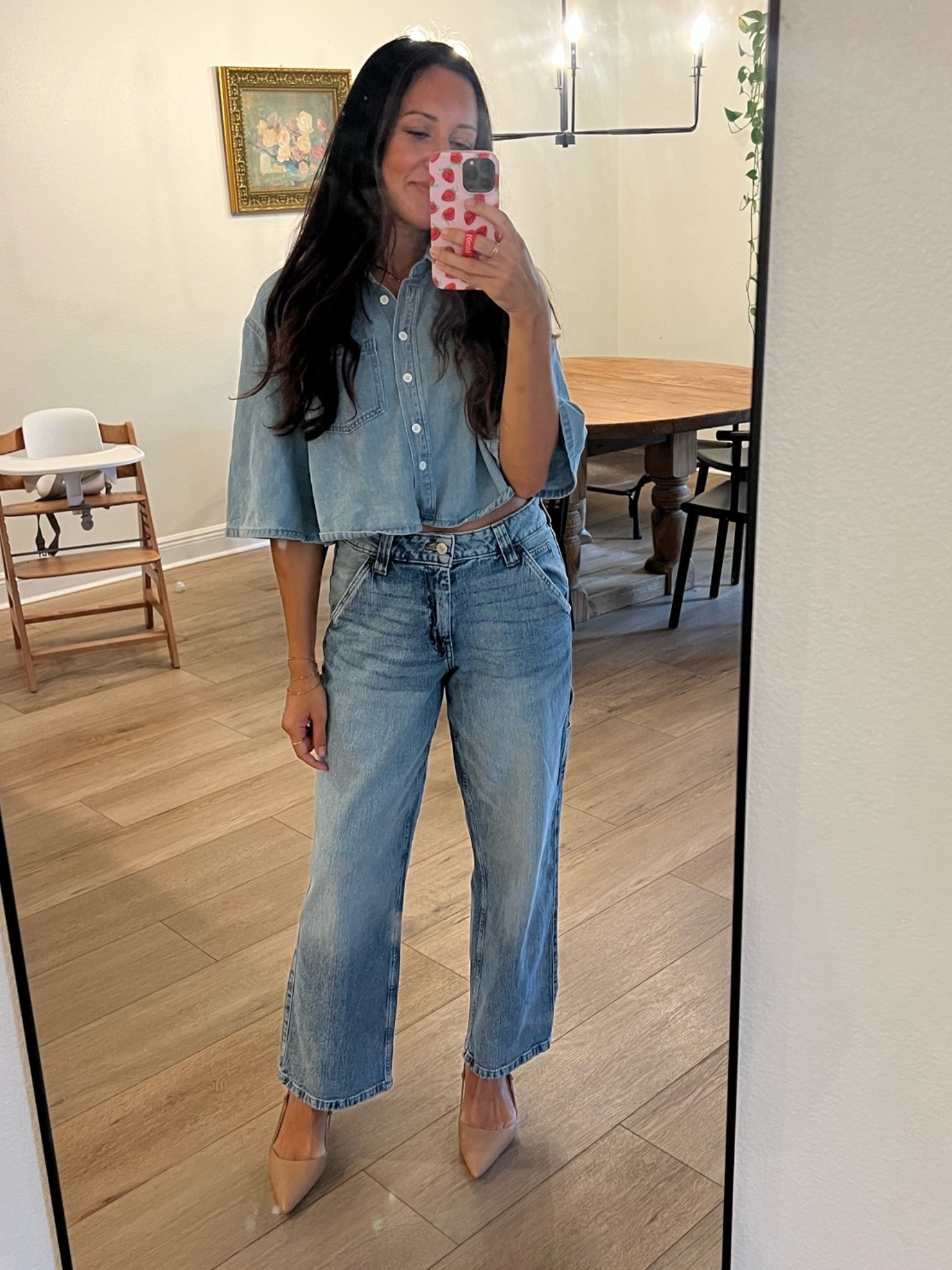 Med in the top
Size 4 in the jeans (tts) 
Shoes sized up half size (I have wide foot)

#LTKootd #LTKmomlife #LTKWorkwear