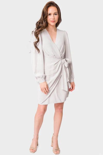 Blouson Sleeve Wrap Linen Dress | Gibson