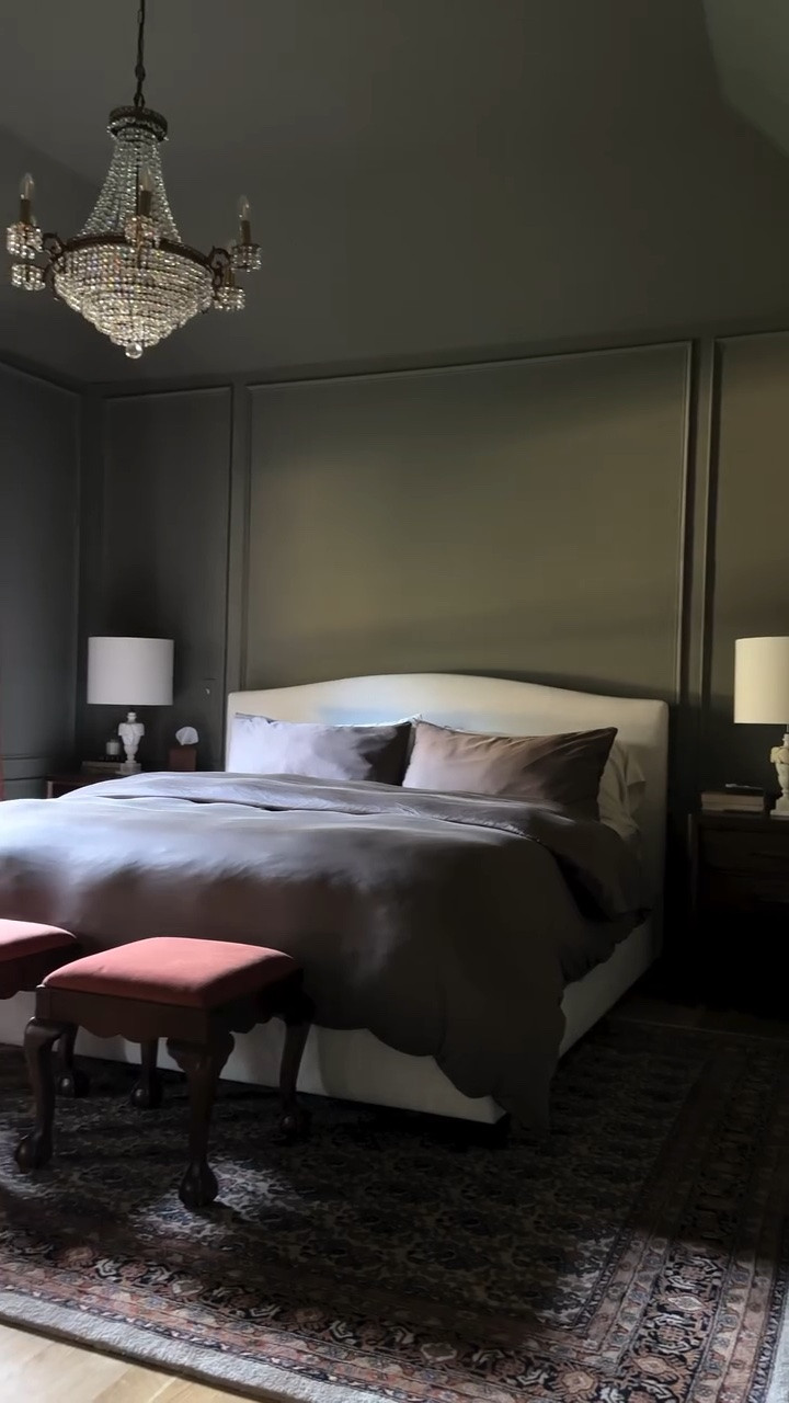 The white was giving insane asylum. Not exactly the vibe I was going for 🙃

If you like collected, layered and romantic spaces, you’re in the right place. I’m slowly flipping my 90s builder grade home one room at a time. Binge my feed for more transformations and follow to see what’s next.

Current project: romantic laundry room 🧺❣️

#bedroommakeover #colordrenching #buildergradeupgrade #collectedhome