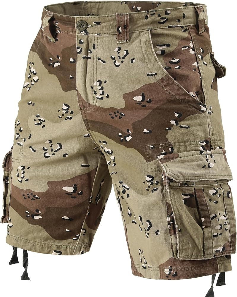 Men's Camo Cargo Shorts Cotton Casual Relaxed Fit Wild Outdoor Work Shorts for Men with Multi-Poc... | Amazon (US)