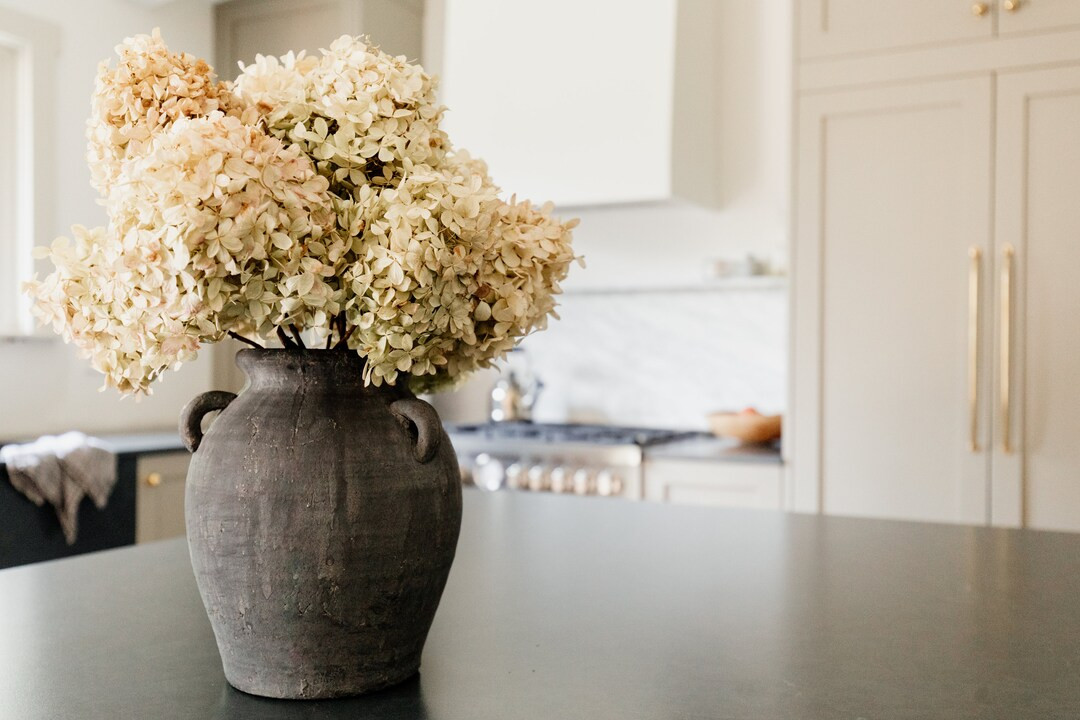 Antique Black Vase, 9.5 Large Black Vase, Black Terracotta Vase, Rustic Vase, Vase With Handles, ... | Etsy (US)