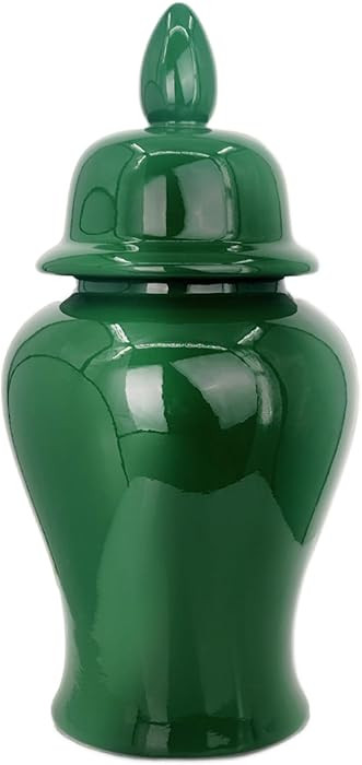 Ceramic Ginger Jar with Lid Decorative Jar 20" Solid Color Decorative Temple Jar Vase for Home De... | Amazon (US)