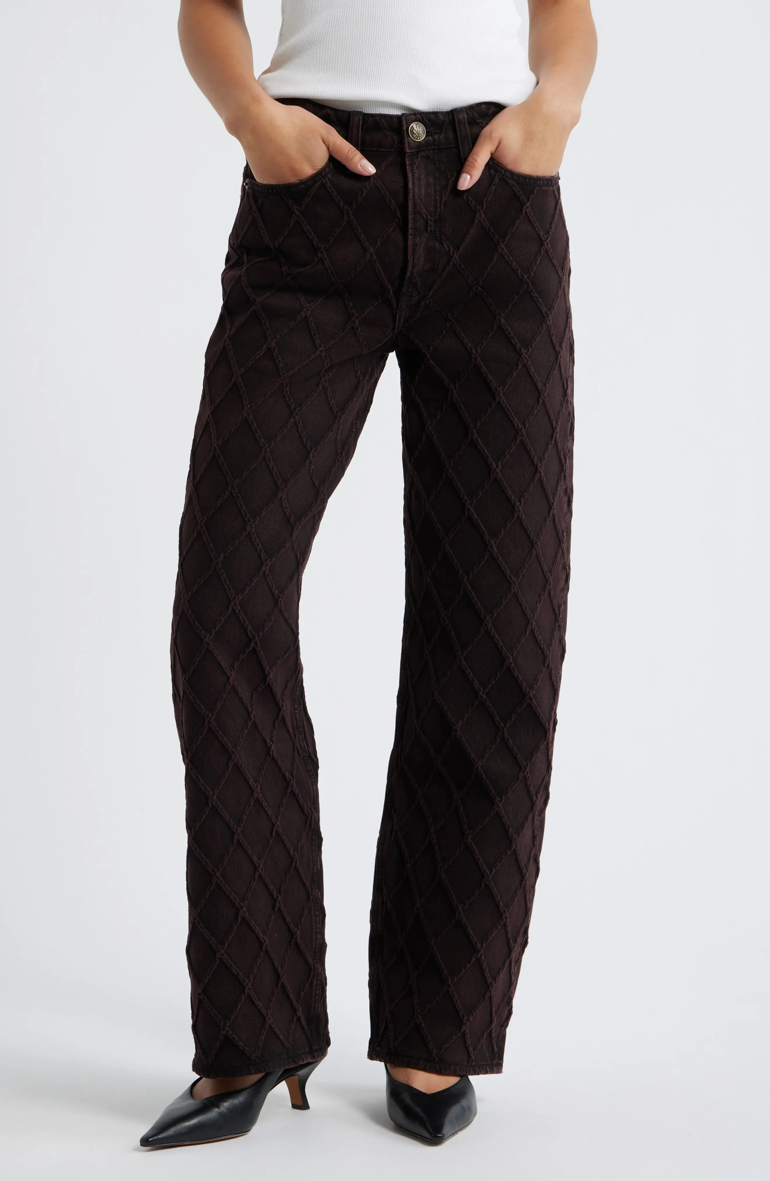 Logan Mid Rise Wide Leg Quilted Jeans (Women) | Nordstrom | Nordstrom